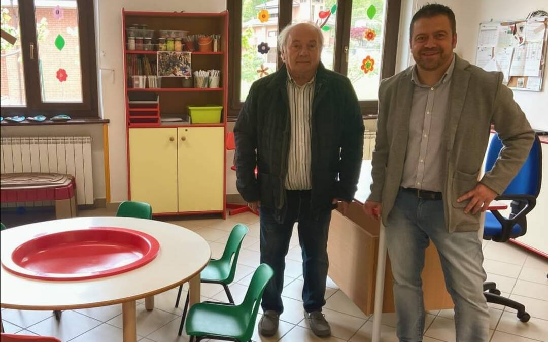 Alfredo Degiovanni con Paolo Amorisco scuola infanzia Brossasco